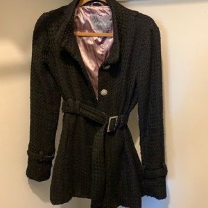 Black Tweed Overcoat with crystal details